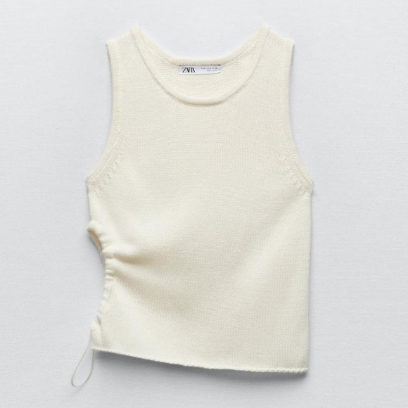 Zara Cream Side Cut Out Sleeveless Knit Top - Picture 5 of 6